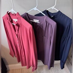 LOFT Jewel Tones Blouse Bundle – 3 Pieces – Size S – Long Sleeve